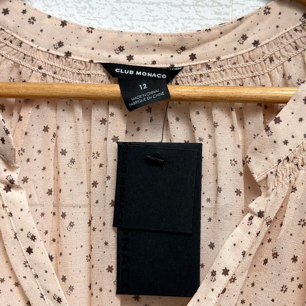 Club Monaco | Silk Star Print Sheer Dress – Romantic Minimalist | Size 12 - Picture 2 of 10